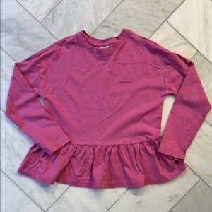 Hanna Andersson Pink Long Sleeve Peplum Tee size 10